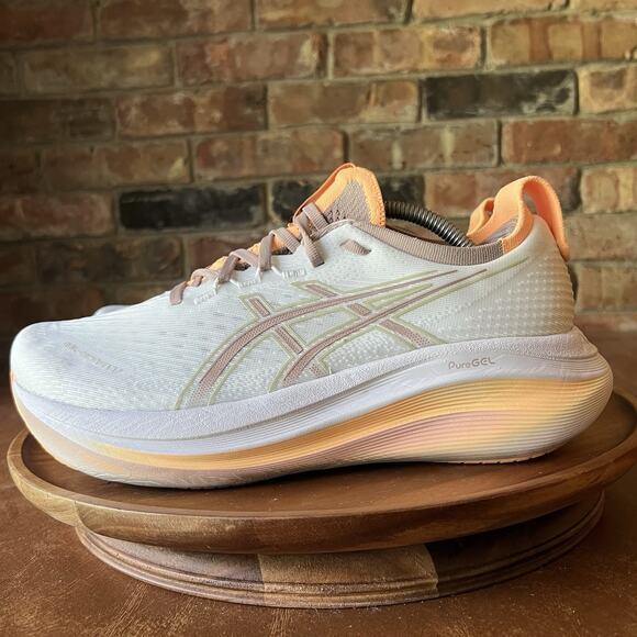 Asics Shoes - Asics Gel Nimbus 27 Womens Size 9 White Orange Athletic Running Shoes Sneakers